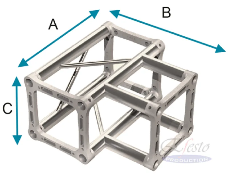 Angolo sezione quadrata T 3 vie per truss da 30cm