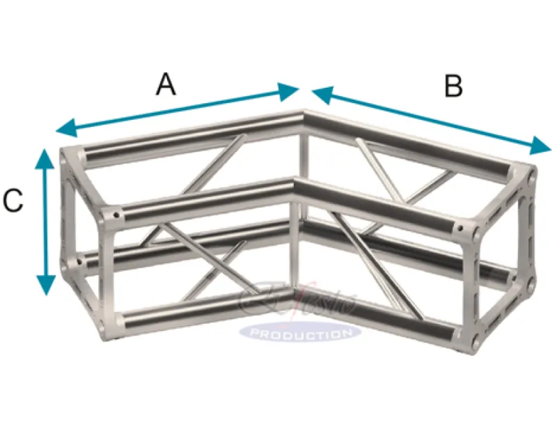 Angolo sezione quadrata 135° 2 vie per truss da 30cm