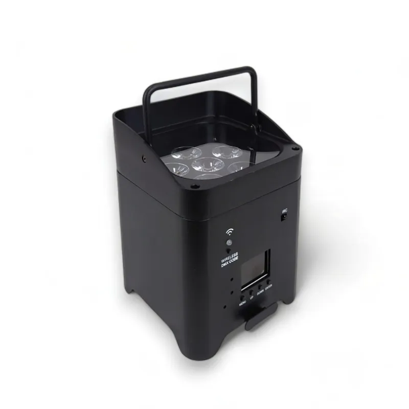 FARI LED A BATTERIA RGB CON CONTROLLO WiFi COLORE NERO. PER NOLEGGI DA 8 UNITÀ, IL FLIGHT CASE CON RICARICA INTEGRATA È INCLUSO! — foto 1