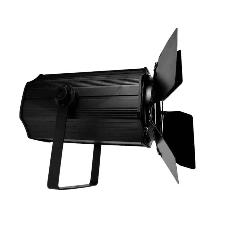 Spot Teatrale PC Led COB zoom 200w con BarnDoor Alette (Luce Calda+Fredda e Zoom)